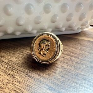 Vintage Greek Coin Signet Ring Size 9